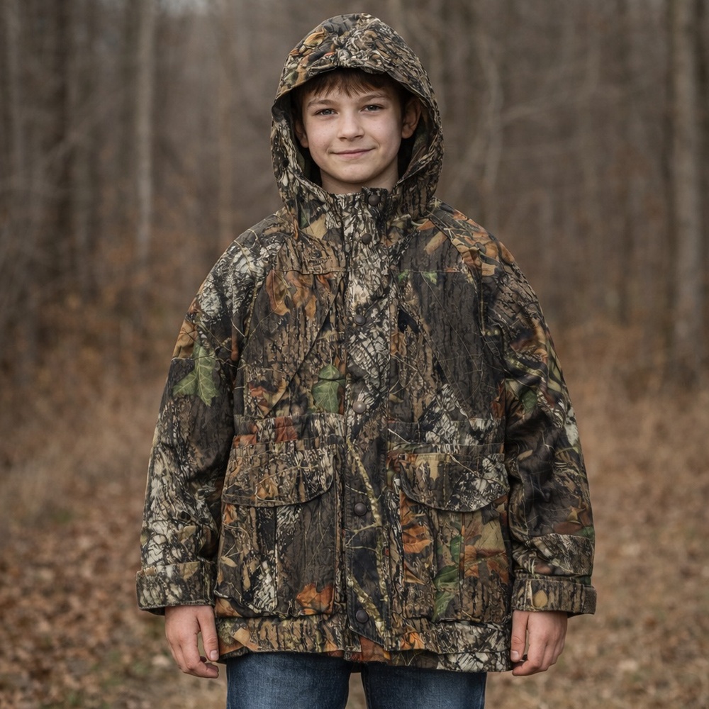 Cabelas Mossy Oak Camouflage Insulated Hunting Jacket Boy’s Size S